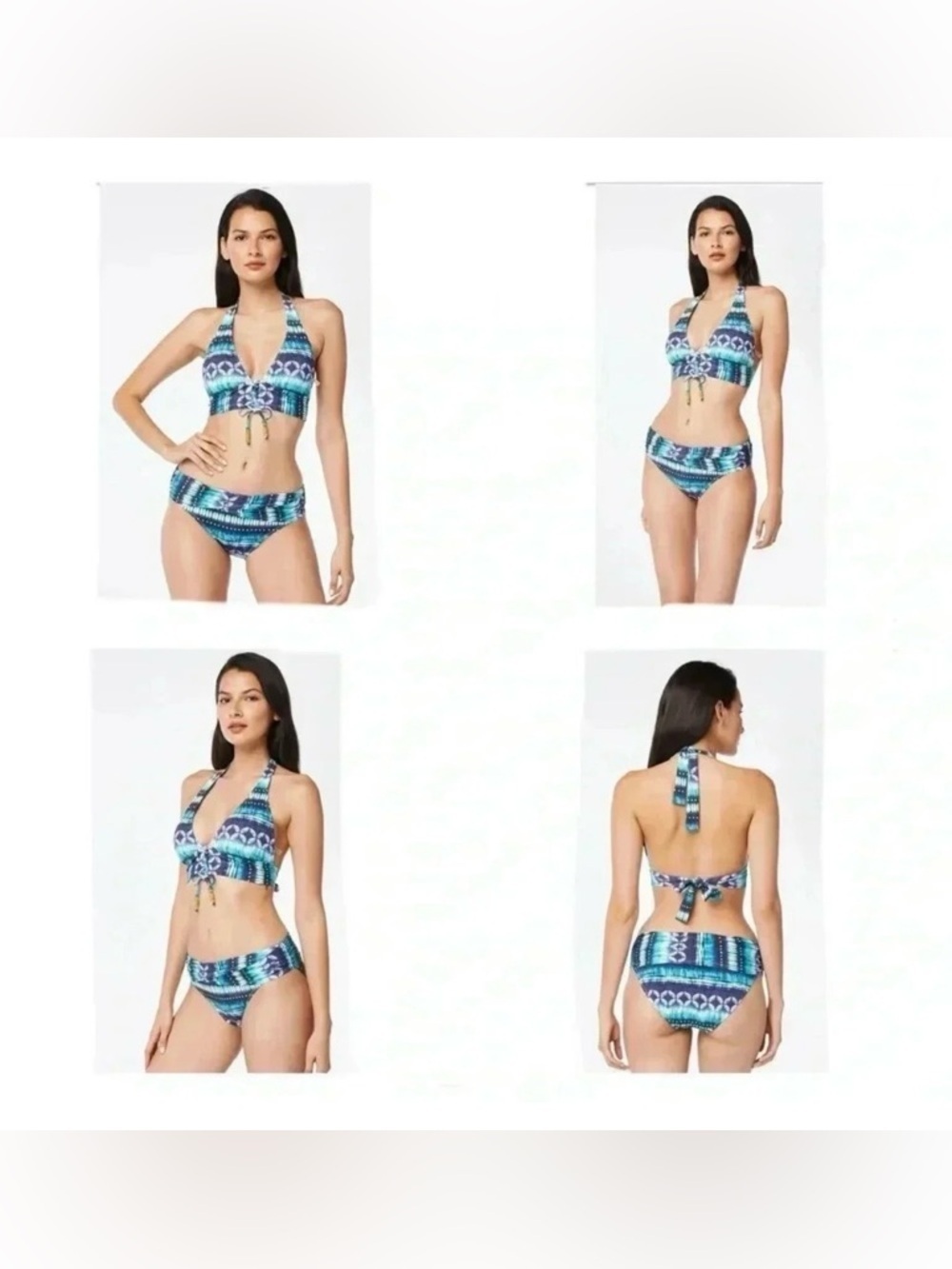 Bleu Rod Beattie Sun, Sea and Sand Lace Up Halter Top and Bikini Bottom Size 12